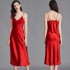 L1019Cross-border suspender pajamas women's summer ice silk sexy slit long dress (Size Size Guide)