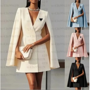 Women Dresses Solid Ribbed Spring Office Suits Dress Mini Blouse Vestido Frocks Casual Working Club Clothing (Size Size Guide)