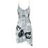 YENKYE New Women Newspaper Letter Print Irregular Hem Sg Dresses Fashion Backless Thin Straps With Chain Summer Sexy Dress