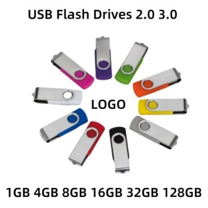 1GB 2GB 4GB 8GB 16GB 32GB USB 2.0 3.0 Rotating Flash Drive Stick Drives Thumb Disk Custom Logo USB Flash Drives