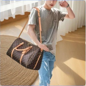 Buyers' Pickstote Quality Men Duffle Bag Women TravelBags Hand Luggage Travel Bags Men Leather Handbags Large CrossBody Bags Totes Purse Crossbody Bag 55cm