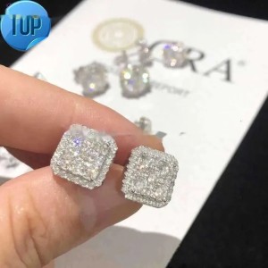 Custom Fashion Finey Jewelry Sterg Sier Earrings Ice Out Vvs Moissanite Diamond Earring for Woman