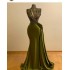 Hunter Green Crystal Beaded Mermaid Prom Dresses Vintage High Neck Evening Gown Saudi Arabic Long Formal Party Gown (Size Size Guide) Hunter Green Crystal Beaded Mermaid Prom Dresses Vintage High Neck Evening Gown Saudi Arabic Long Formal Party Gown (Size Size Guide)