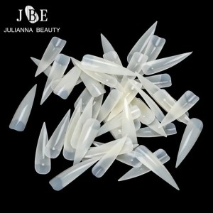500Pcs/Bag ABS Artificial Half Cover Oval Point Nail Tips Natural Color Acrylic French Type Long False Stiletto False Nails Tip Y18101003 (Black)