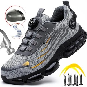 ZLMY Rotary Button Safety Shoes Men Steel Toe Sneakers Puncture Proof Work Safety Boots Sport Work Shoes Anti-smash Man Boots