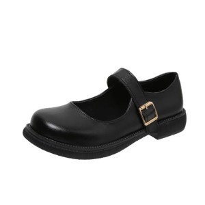 Plus Size 41 Women Leather Shoes Round Toe Mary Janes Shoes Black Girls Student School Shoes Low Heels Lolita Shoes Oxford 9818C