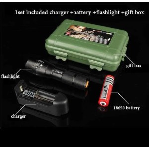 XML T6 flashlight 5000Lm High Power LED Zoom Tactical LED Flashlights torch lantern outdoor hike Travel light 18650 Rechargeable battery