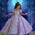 Girls lavender couture dress, sequin pearl beaded with embroidery and 3D flowers, princess birthday party pageant ball gown dress