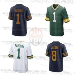 1 Micah Parsons Golden Love Jerseys Josh Jacobs Xavier McKinney Van Ness Kenny Clark Evan Williams Wicks Walker Romeo Doubs Matthew Football Stitch Custom