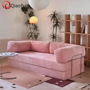 Chinese compressed sofa bed for export doublepackaging 4person sofa bed with minimalist and comfortable style snownylon washable fabric sofa