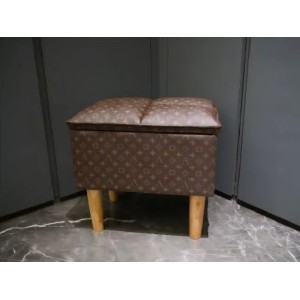 luxury classic Solid wood square home sofa stool fashion shoe changing stool designer letter logo leather storage stool living room bedroom office furniture chair