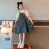 D288 Girls summer baby bag skirt suit 2024 new summer Western style two-piece suit for middle and large children summer suspender skirt