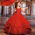 2020 Lovely Red Girls Pageant Dresses for Teens Princess Ball Gown Sparkly Beads Lace Embroidery Kids Birthday Party Gowns 2020 Lovely Red Girls Pageant Dresses for Teens Princess Ball Gown Sparkly Beads Lace Embroidery Kids Birthday Party Gowns