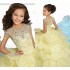 Light Yellow Princess Ball Gown Girls Pageant Gowns Cap Sleeves Crystals Beaded Ruffles Performance Dresses Kids Formal Party Gowns Light Yellow Princess Ball Gown Girls Pageant Gowns Cap Sleeves Crystals Beaded Ruffles Performance Dresses Kids Formal Party Gowns