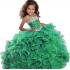 2018 Emerald Green Girls Pageant Dress Ball Gown Long Turquoise Organza Crystals Ruffled Flower Girls Birthday Party Dresses For Junior