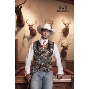 Vintage Camo Groom Vests Hunter Country cowboy Wedding Realtree Spring Camouflage Mens Attire Vest 2 piece set (Vest+Tie) Custom Made