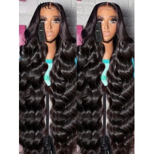 0 40 Inch Body Wave 13x4 HD Lace Front Human Hair Wigs Wear and Go Glueless Brazilian Lace Frontal Wig for Women Synthetic Heat Resistant (HD Lace Frontal Wig)
