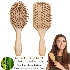 Buyers' PicksBamboo Hair Comb Paddle Brush Hairbrush Massage Hair Brush Large Comb Detangling Hair Combs SAC Massager Prevent Trichomadesis HOT