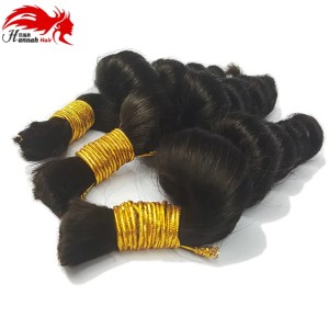 Hannah product Boho Braids Loose Wave Bulk Human Hair For Braiding Unprocessed Human Braiding Hair Bulk No Weft Micro mini Braiding Bulk Hair (Natural Color)