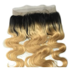 Dark Root Two Tone Ombre 360 Lace Frontal Closure Body Wave T1b 27 99J Blonde Color Peruvian Virgin Hair Pre Plucked 360
