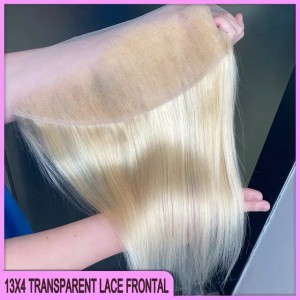 Wholesale Price 100% Human Hair Extension 13x4 Transparent Lace Frontal 1 Piece 613 Silky Straight Hair On Sale (Blonde)