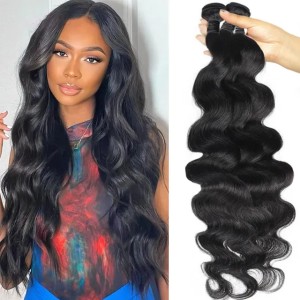 30inch Mink Brazilian Virgin Hair Body Wave 4 Bundles Unprocessed Brazilian Body Wave Human Hair Peruvian Malaysian Indian Hair Bundles (Natural Color)