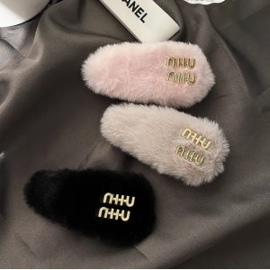 Luxury brand Barrettes designer leather and glossy bangs hair clip with youth-inspired plush or glossy hair clip