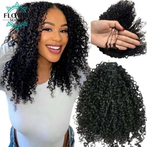 Human Multi-Textured Kinky Curly Pre-Separated Crochet Hair Extensions Knotless Micro Twists For Women (50strands)