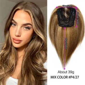 P4/27 Straight Hair Clip in Hair Topper Extension Human Hair Swiss Lace Topper for Women Toupee Hairpiece 12x13cm Top 241107