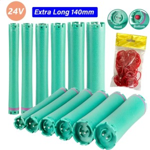 10pcs/set 24V Extra Long Digital Perm Rods Hair Rollers Electric Heated Curlers Bars with Rubberbands Styling Tool 140mm 1884 241121