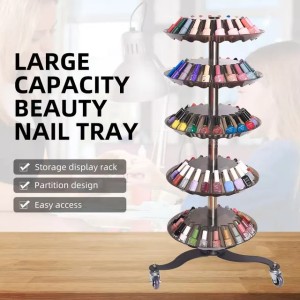 Large Capacity Tray Roller Skates Design Nail Polish Display Rack for Nail Salon