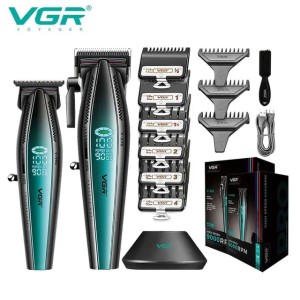 VGR Professional Clipper 9000 RPM Rechargeable Hair Cut Hine Metal LED Combiset Trimmer For Men V-992 V-270