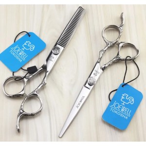 JOEWELL High-grade 6.0 inch stainless steel hair scissors cutting / thinning scissors 9CR professional barber tool