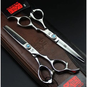 new arrival professional barber hair cutting scissors KASHO 6.0 inch 9CR blue gemstone screw