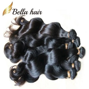 Brazilian Hair Extensions Weave Quality Dyeable Natural Peruvian Malaysia Indian Virgin Human Hair 3 Bundles Body Wave Wavy Strong Weft Julienchina Bella Hair (Natural Color)