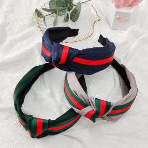 Stripe Ribbons Knotted Hairbands British Style Hair Clips Wide Edge Wide Ladies' Outdoor Crossover Headband Hair Accessories