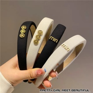 Smiley Letter Twill Fabric French Style Hairband Internet Celebrity New Face Washing Hair Clip Press Headband