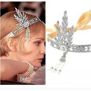 New Great Gatsby Vintage Headbands Hair Bands Headpieces Bridal Wedding Jewelries Accessories Silver Crystals Rhinestone Pearls HT05