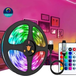 Buyers' PicksDC5V USB LED Strip light 2835 RGB 300Leds Tape Lights 24 Key Remote Control For TV Background Home Party Holiday Lighting Decoration DIY (Emitting RGB)