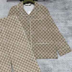 2024 Letters Women Sleepwear Night Shirt Trousers Designer Long Sleeve Pamas Tops Pants Set Spring Autumn Simulated Silk Cozy Homewear