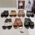 2024 new metal letter outer sheepskin/PVC one-piece women's big V slippers