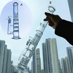 Straight Tube Glass Bongs Water Pipes Bubbler Smoking Pipe Hookahs Percolator Water Bongs Recycler Dab Rigs with 18mm bowl 15.7''