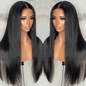 Human Hair Capless Wigs Joedir 44 Glueless Human Hair Wig Straight HD Lace Wig Transparent Lace Front Wig Pre Plucked Bone Straight Human Hair Wigs x0802 (natural)