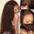 26 inch Black Women's lace front wig Simulation human hair glueless wig Fashion Brown Long Curled Hair Women's Small Curled High Temperature Silk Preplucked Curly Wigs