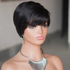 6 Inch Short Pixie Cut Wig Multi Color Real Human Hair Machine Made Side Part Elf Style Perfect for Bold and Trendy Looks