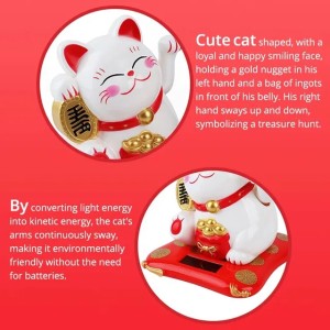 Lucky Waving Solar-Powered Fortune Cat Ornament | Welcoming Prosperity Home & Office Decor dh910320090 (blue)
