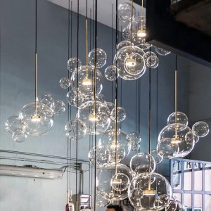 Pendant Lamps Glass Minimalist Molecular Nordic Chandelier Ltalian Designer Creative Bubble Glass Restaurant Dining Room Hanging Lights (Shade Transparent)