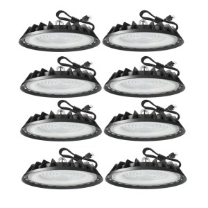 UFO LED High Bay Light 200W, 300W 500W HighBay LED Lights, 4' Cable with Plug, Hanging Hook, LED Shop Light for Factory Barn Warehouse, 8 Pack (Emitting White)
