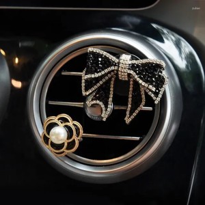 Set Diamond Bow Flower Air Freshener Car Outlet Clip Perfume Solid Decoration Clips Auto Accessories