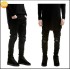 Denim high street fashion brand pure black slim fit small foot elastic jeans mens slim fit 230131 (Size Size Guide)